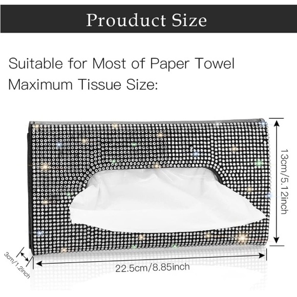 Leather Crystal Car Sun Visor Tissue Box Towel Napkin Holder - Picture 6 of 6